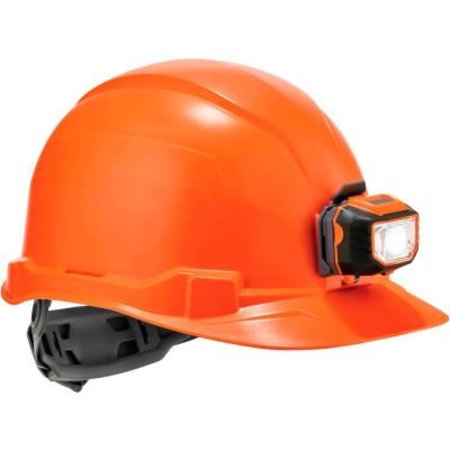 ERGODYNE Skullerz 8970LED Hard Hat Cap Style, Ratchet Suspension, LED Light, Class E, Orange 60143